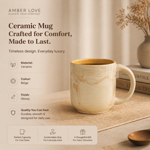Handgemaakte Amber Love Keramische Koffie- & Theemok