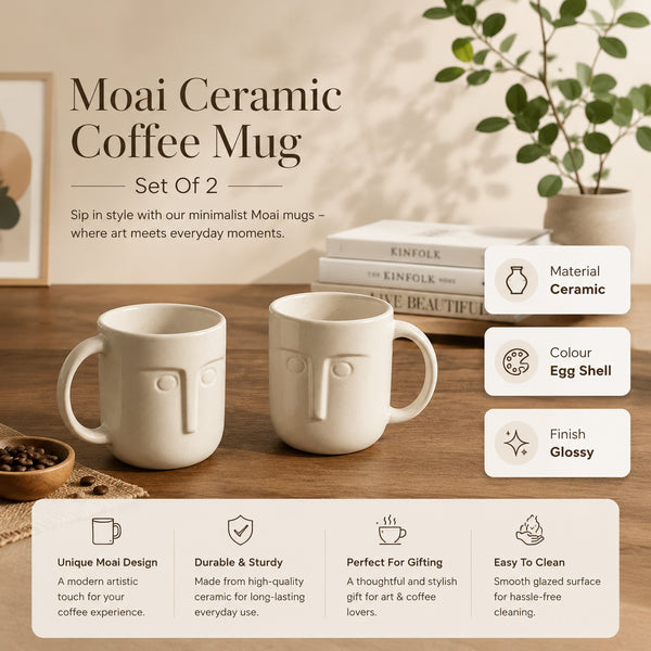 Tasses à café en céramique Moai, lot de 2