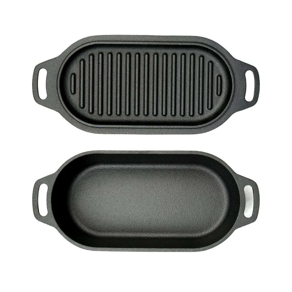 Cocotte Ovale en Fonte avec Couvercle Grill, 1 Litre