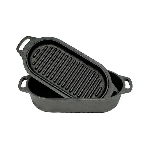 Cocotte Ovale en Fonte avec Couvercle Grill, 1 Litre