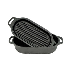 Cocotte Ovale en Fonte avec Couvercle Grill, 1 Litre