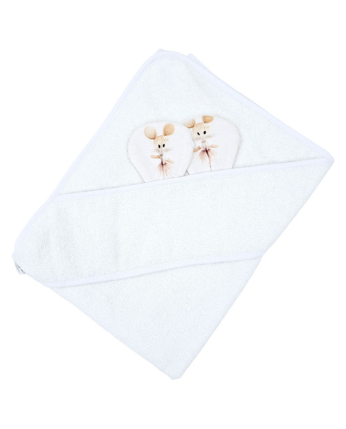 Drap de bain en bambou Souris danseuse / Blanc