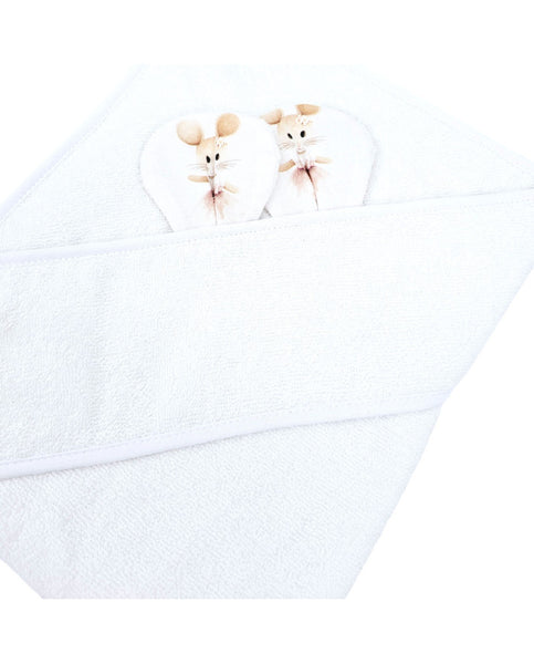 Bamboe badcape Ballerina Muis / Wit
