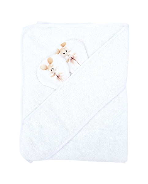 Bamboe badcape Ballerina Muis / Wit