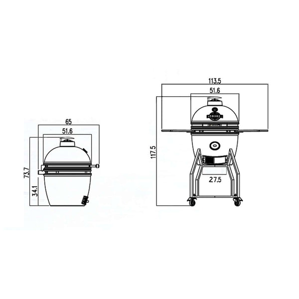 "BBQ Kamado 16" Medium met onderstel en zijtafels"
