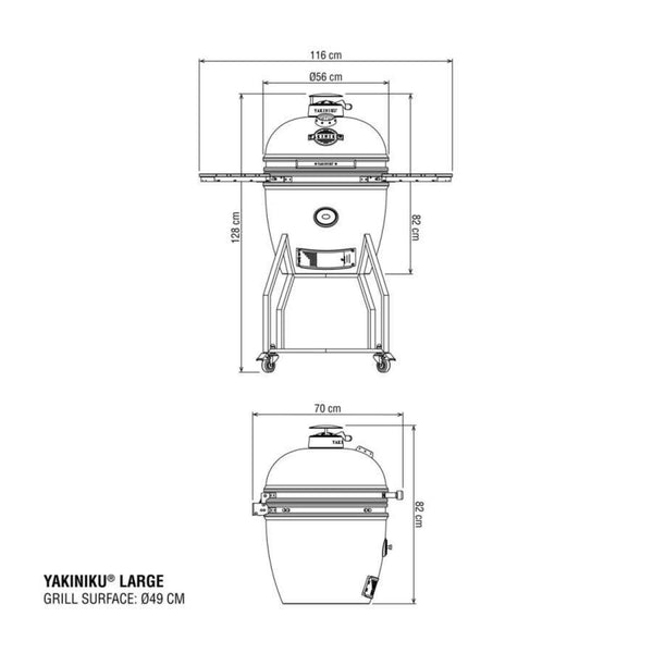 "Barbecue Kamado 19" Large avec Support et Tablettes Latérales Set Pro"
