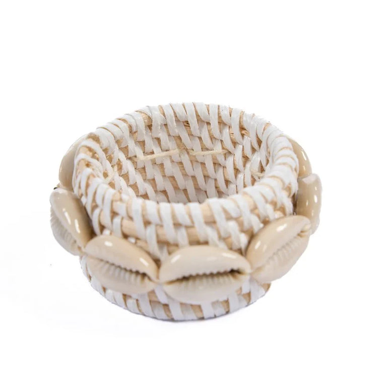 The Rattan Shell Napkin Ring - White