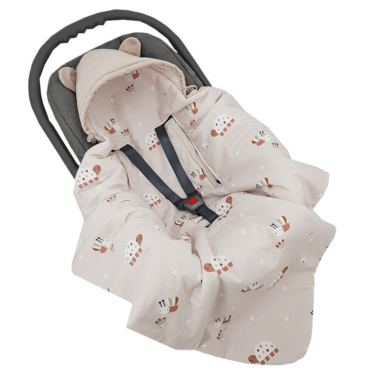 Sac de couchage VELOURS pour siège auto bébé, ceintures 3 et 5 points, MOTIF ABEILLES
