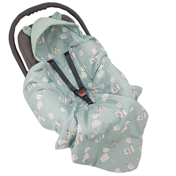 Baby Car Seat Sleeping Bag VELVET 3 and 5-point belts DOGS