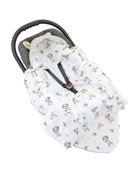 Baby Car Seat Sleeping Bag VELVET 3 and 5-point belts GARDENER BEAR