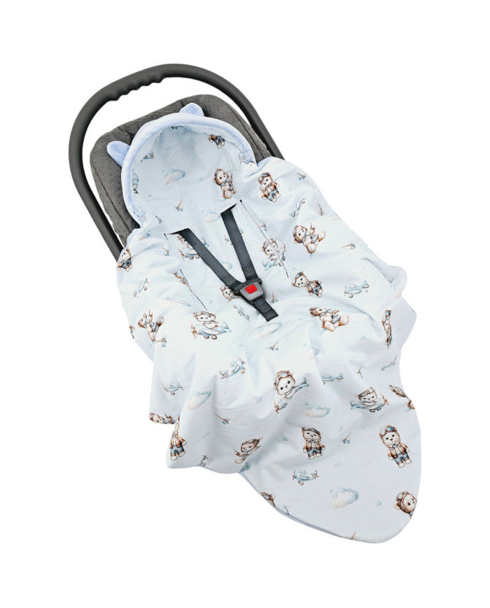 Gigoteuse Bébé Siège Auto VELOURS ceintures 3 et 5 points OURS PILOTE