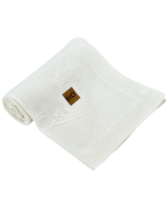 Bamboo knitted blanket LETTERS ECRU