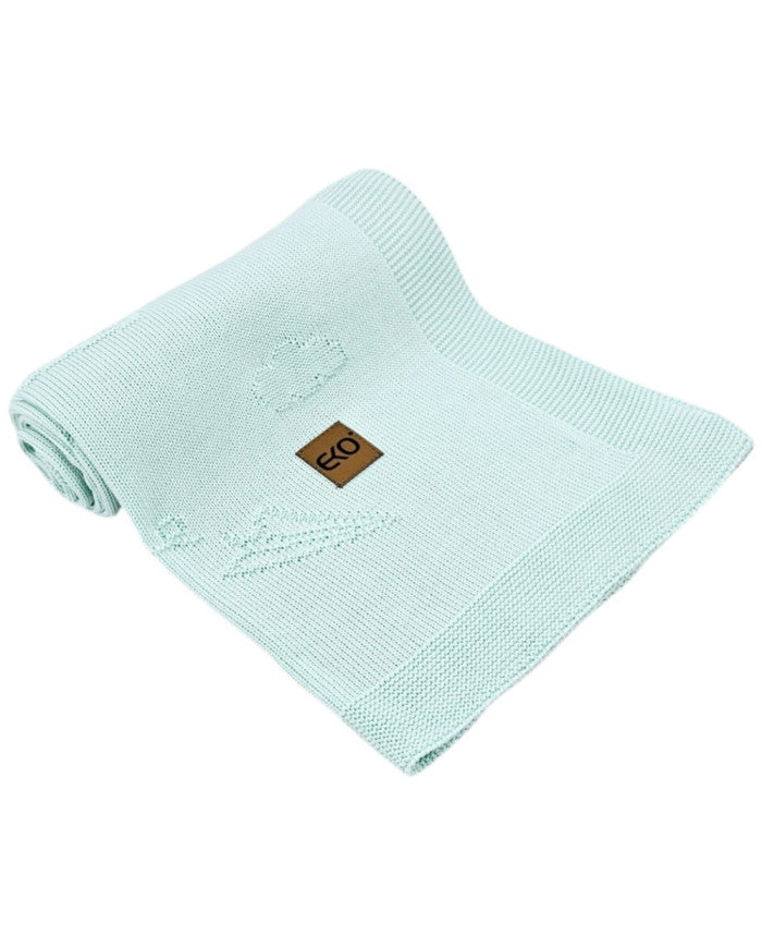 Bamboo knitted blanket LETTERS MINT