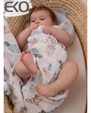 BAMBOO SWADDLE & NAPPY 120 x 120 cm  OWLS PACKAGING BAG