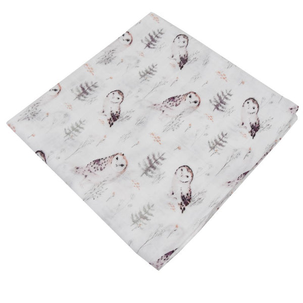BAMBOO SWADDLE & NAPPY 120 x 120 cm  OWLS
