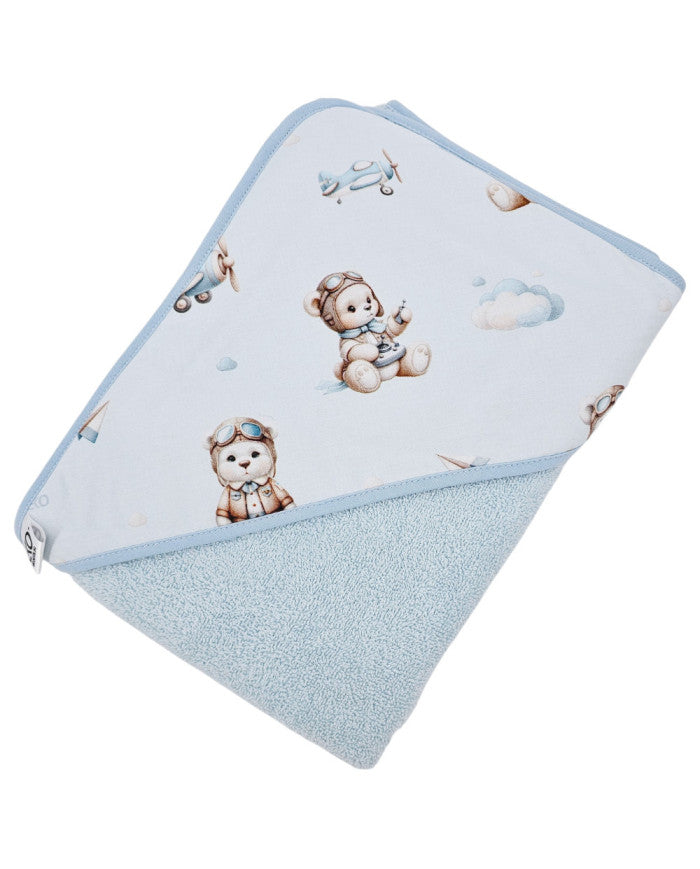 Bath robe PILOT BEAR/LIGHT BLUE