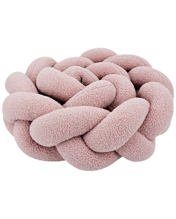 Bouclé Braided Bumper – Soft & Stylish Knot Bumper for Crib PINK