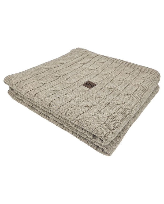 Kasjmier gebreide deken 200x220 cm - VERONA200 LATTE
