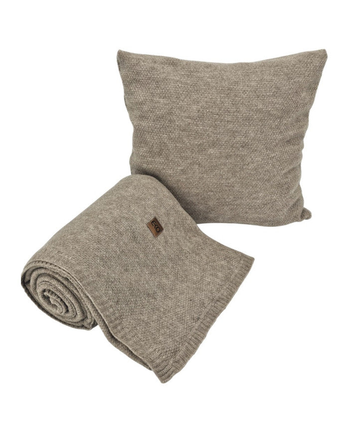 Gebreide deken en kussenset - SET MILANO TAUPE