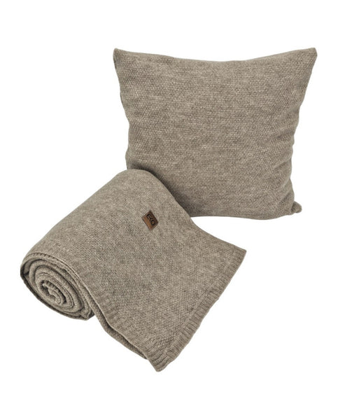 Knitted blanket and cushion set - SET MILANO TAUPE