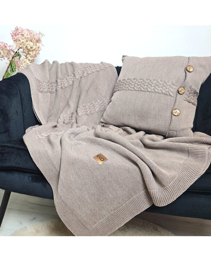 Merino wollen deken en kussenset FLORENCE NUDE