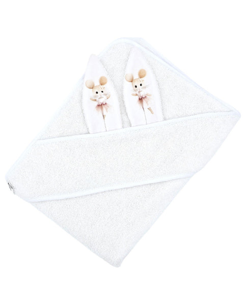 Cotton bath robe BALLERINA MOUSE/WHITE