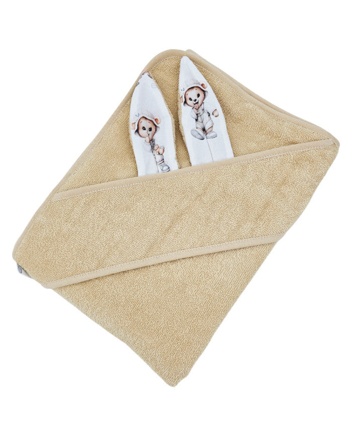 Robe de bain en coton OURSON JARDINIER/BEIGE