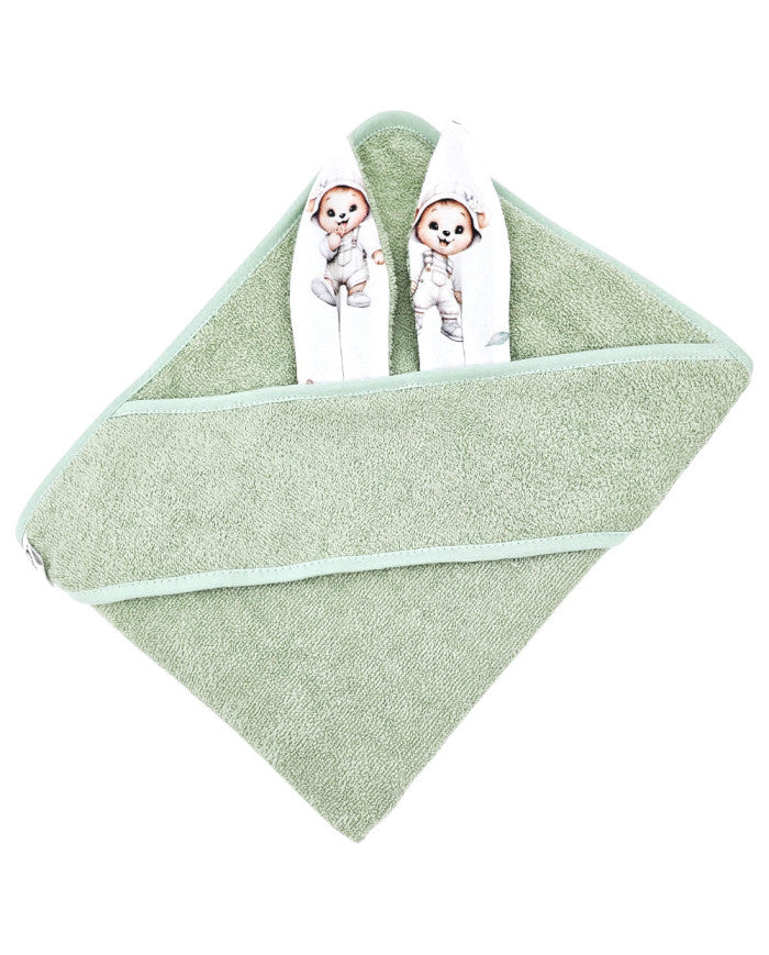 Peignoir de bain en coton OURS JARDINIER/MENTHE