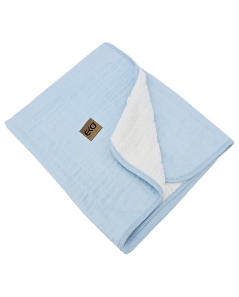 Fur Quilted Muslin Blanket BLUE