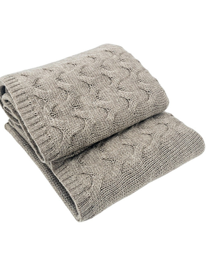 Knitted blanket with wool 200x220 cm - AREZZO200 TAUPE