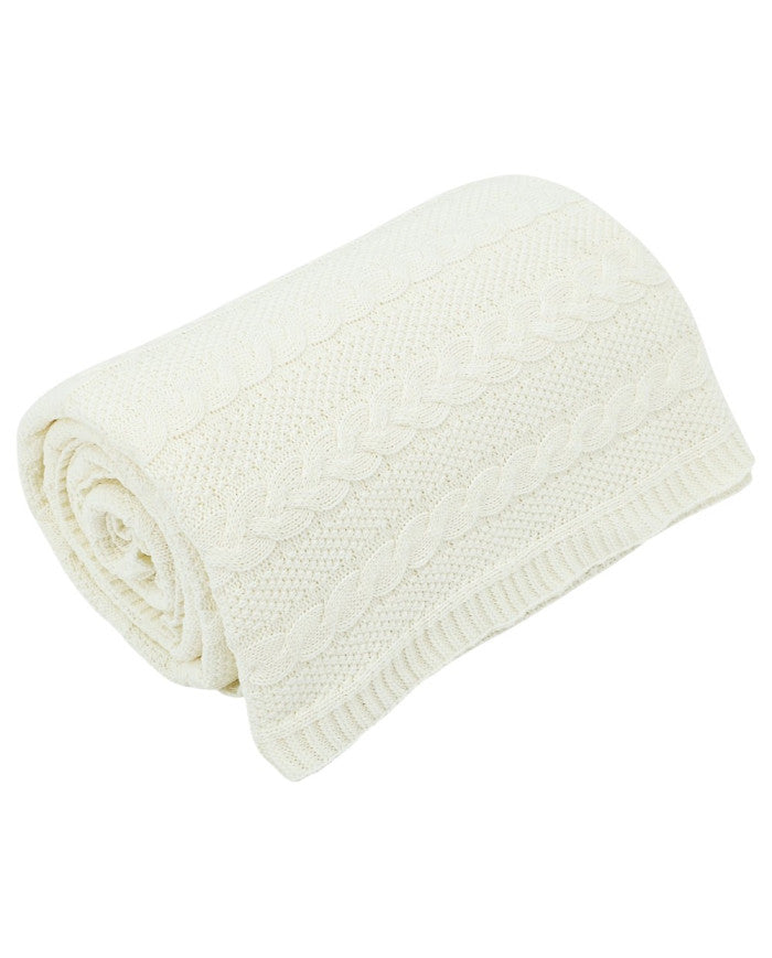 Cotton knitted blanket 150x200 cm - VENEZIA ECRU