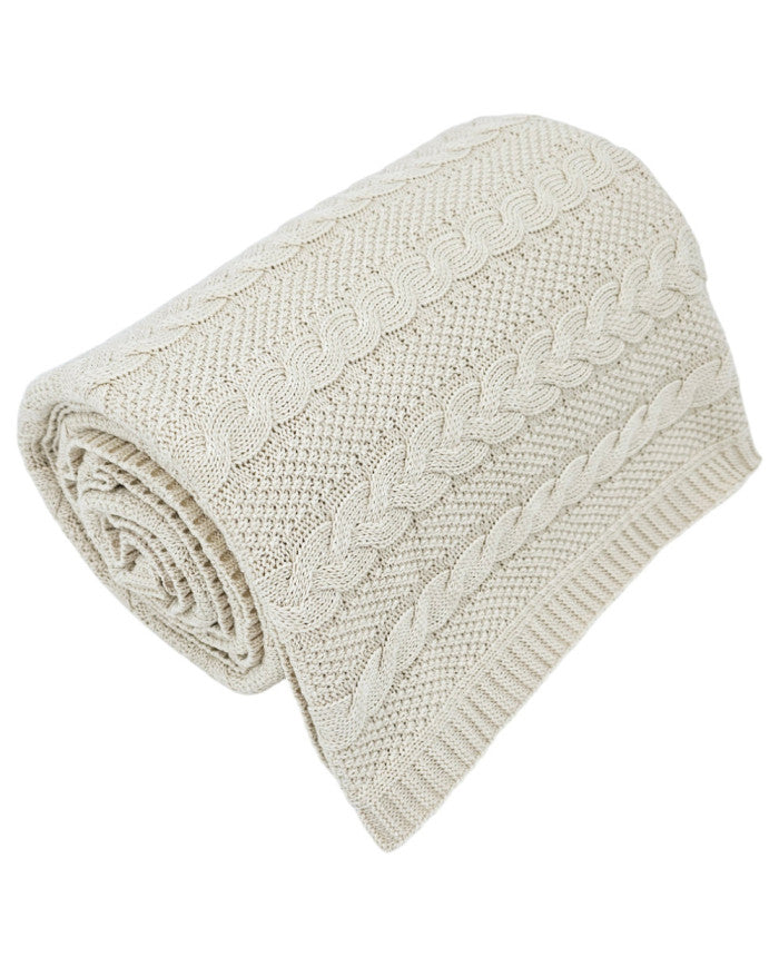 Cotton knitted blanket 150x200 cm - VENEZIA LATTE