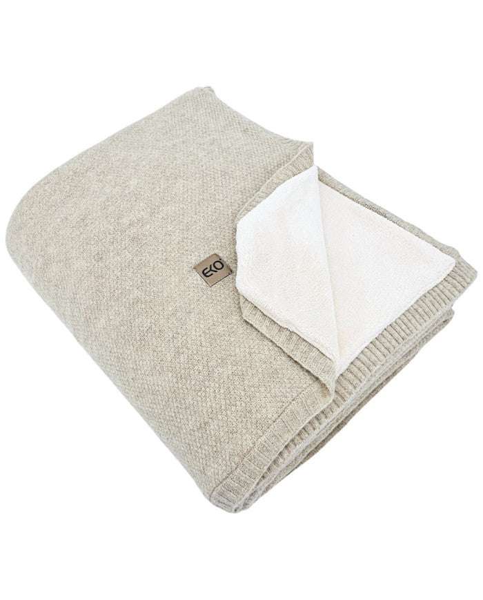 Knitted blanket with fur lining 150x200 cm - MILANO DUO LATTE
