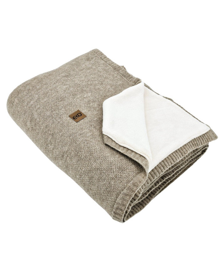 Knitted blanket with fur lining 150x200 cm - MILANO DUO TAUPE