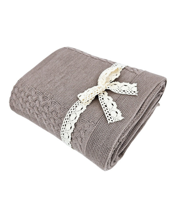 MERINO wool knitted blanket 150x200 cm - FLORENCE TAUPE