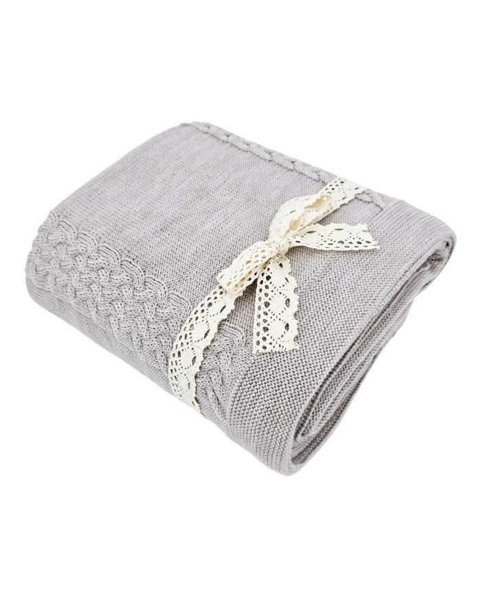 MERINO wool knitted blanket 150x200 cm - FLORENCE SAND