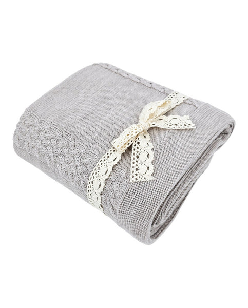 MERINO wool knitted blanket 150x200 cm - FLORENCE SAND