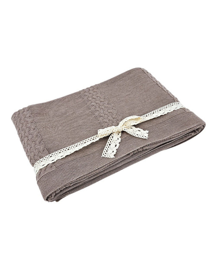 MERINO wollen gebreide deken 200x20 cm - FLORENCE200 TAUPE