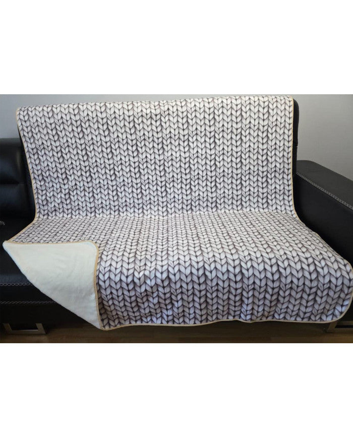 Printed bedspread 160x200 cm KNITT BEIGE