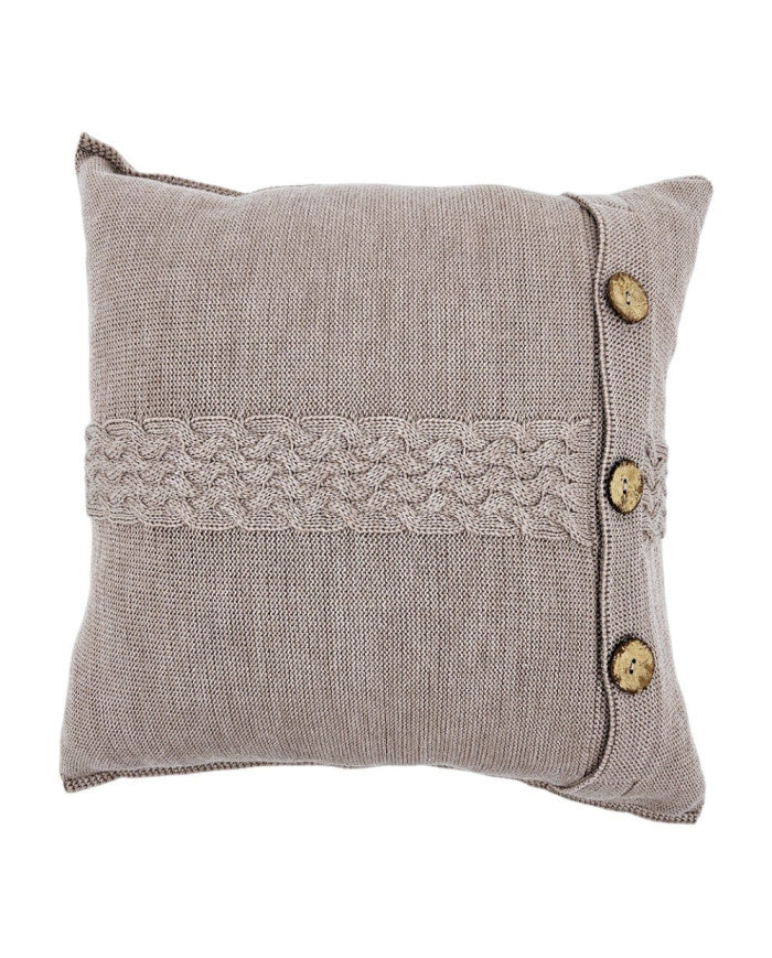 Merinowollen gebreide kussensloop 45x45 cm - FLORENCE TAUPE