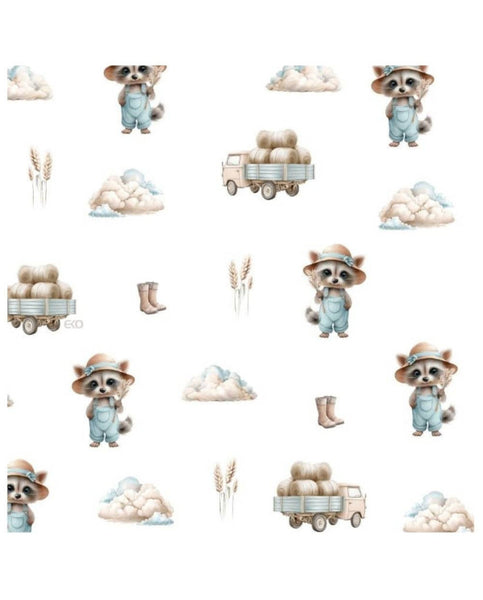 Printed cotton sheet with elastic band 120 × 90 cm FARMER