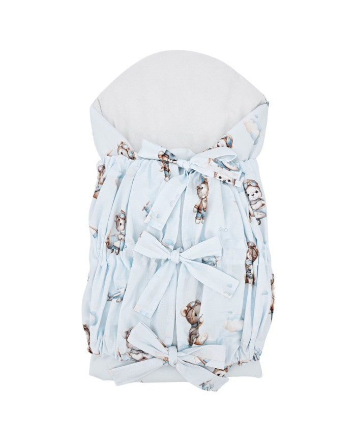 Printed Cotton Swaddle Blanket PILOT BEAR