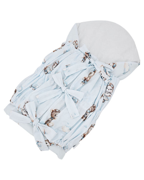 Printed Cotton Swaddle Blanket PILOT BEAR