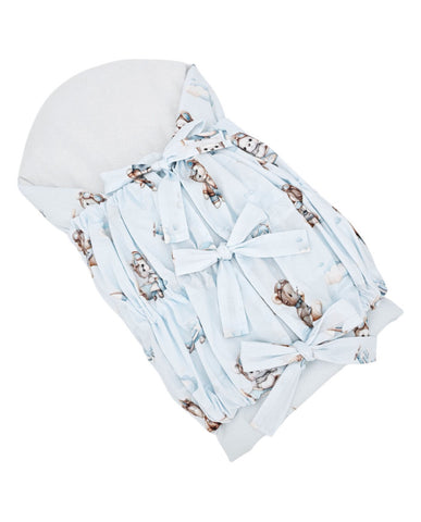 Printed Cotton Swaddle Blanket PILOT BEAR