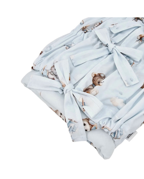 Printed Cotton Swaddle Blanket PILOT BEAR