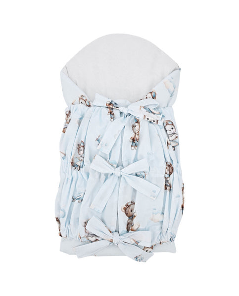 Printed Cotton Swaddle Blanket PILOT BEAR