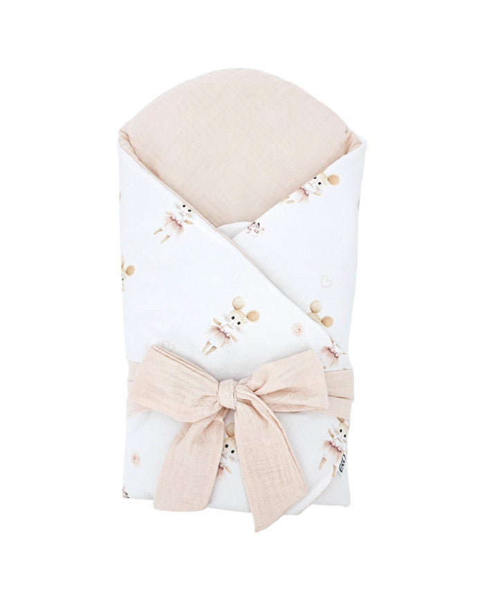 Printed Cotton+Muslin Swaddle Blanket with Coconut BALLERINA MOUSE