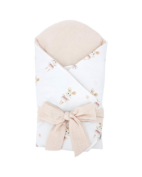 Printed Cotton+Muslin Swaddle Blanket with Coconut BALLERINA MOUSE