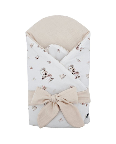 Printed Cotton+Muslin Swaddle Blanket with Coconut COOK