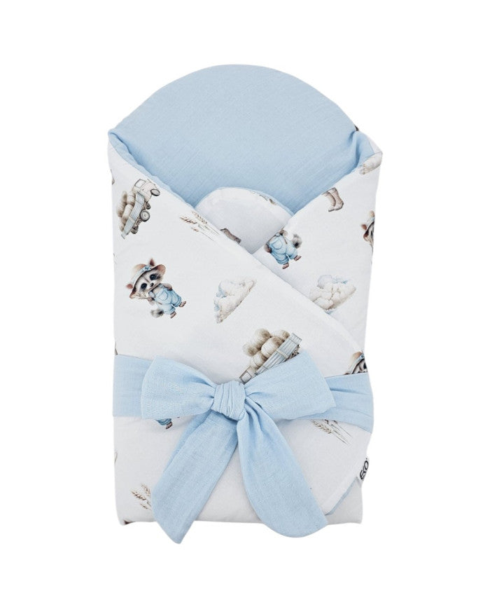 Printed Cotton+Muslin Swaddle Blanket with Coconut FARMER